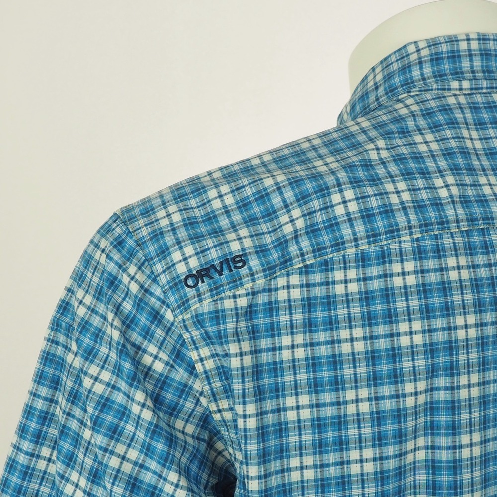 Orvis River Bend Fishing Button Down Shirt Mens Sz XL Blue Plaid Outdoor Hiking - Picture 3 of 4